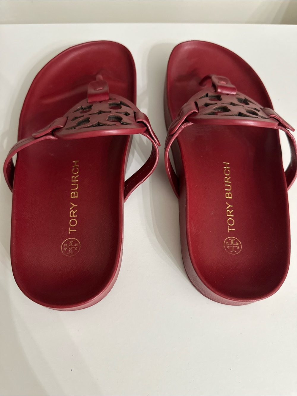 Tory Burch Miller Cloud Leather Thong Sandals -RED - Picture 2 of 3